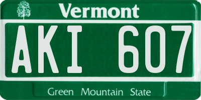 VT license plate AKI607