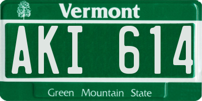 VT license plate AKI614