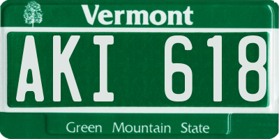 VT license plate AKI618