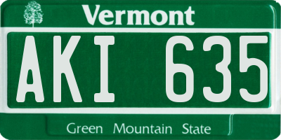 VT license plate AKI635
