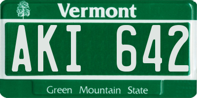 VT license plate AKI642