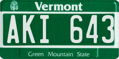 VT license plate AKI643