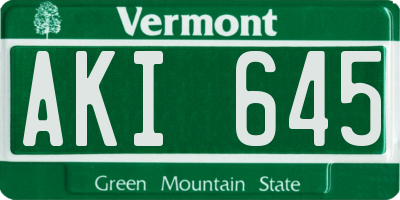 VT license plate AKI645