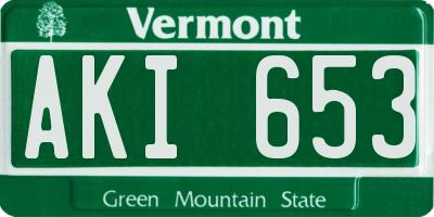 VT license plate AKI653