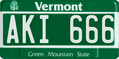 VT license plate AKI666