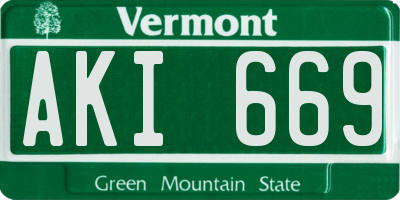 VT license plate AKI669