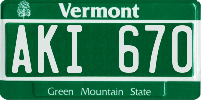 VT license plate AKI670