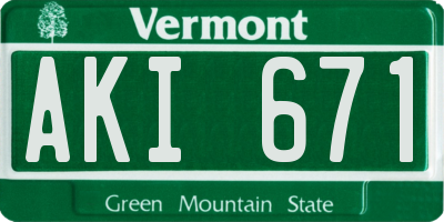 VT license plate AKI671