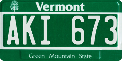 VT license plate AKI673