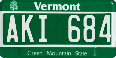 VT license plate AKI684