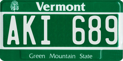 VT license plate AKI689