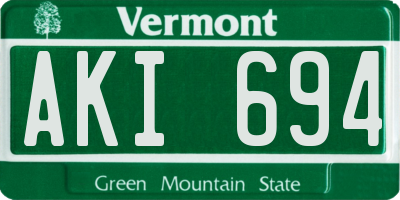 VT license plate AKI694