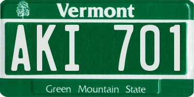 VT license plate AKI701