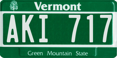VT license plate AKI717