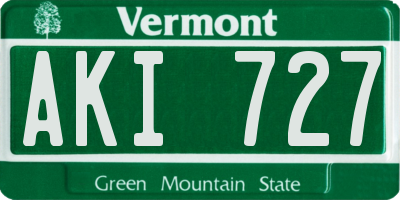 VT license plate AKI727