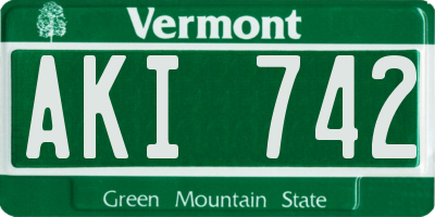 VT license plate AKI742
