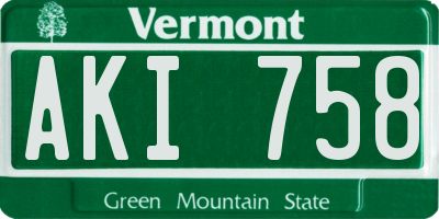 VT license plate AKI758