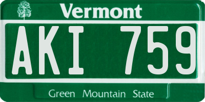 VT license plate AKI759
