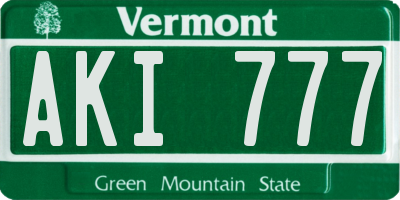 VT license plate AKI777