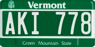 VT license plate AKI778