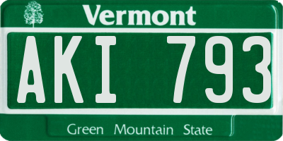 VT license plate AKI793