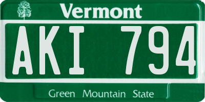 VT license plate AKI794