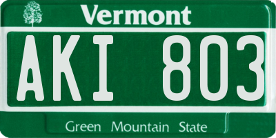 VT license plate AKI803