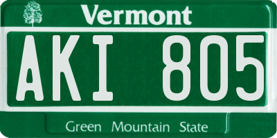 VT license plate AKI805