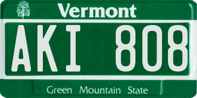 VT license plate AKI808