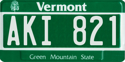 VT license plate AKI821