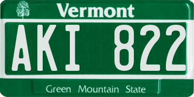 VT license plate AKI822