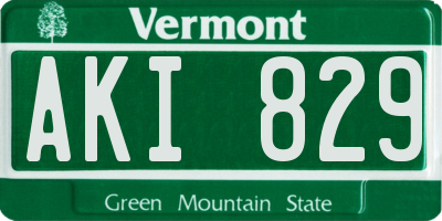 VT license plate AKI829