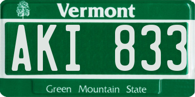 VT license plate AKI833