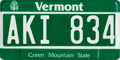 VT license plate AKI834