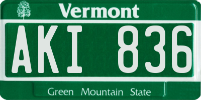 VT license plate AKI836