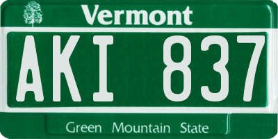 VT license plate AKI837