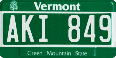 VT license plate AKI849