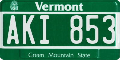 VT license plate AKI853