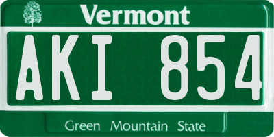 VT license plate AKI854