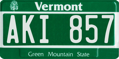 VT license plate AKI857
