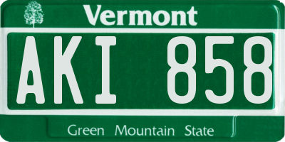 VT license plate AKI858