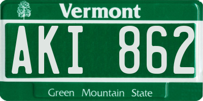 VT license plate AKI862