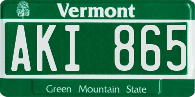 VT license plate AKI865