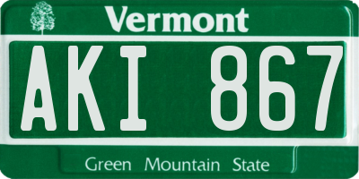 VT license plate AKI867