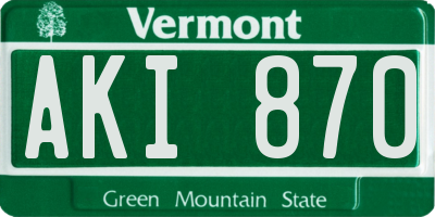 VT license plate AKI870