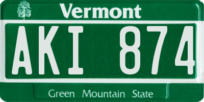 VT license plate AKI874