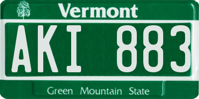 VT license plate AKI883