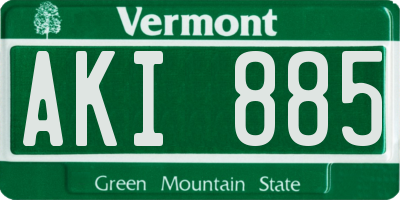 VT license plate AKI885