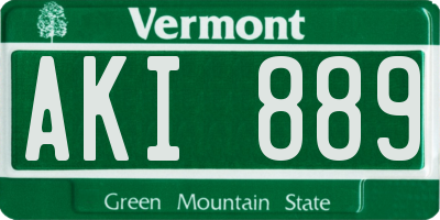 VT license plate AKI889