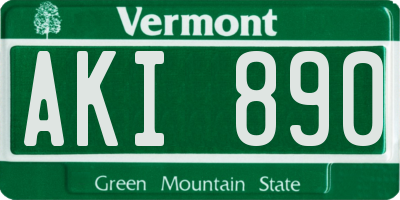 VT license plate AKI890